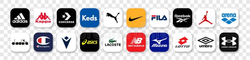 Sportwear Brands. Set of Most Popular Logo: Adidas, New Balance, NIKE ...