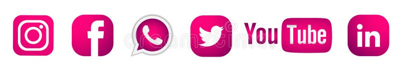 Set popularny og? lnospo? eczny medialny logo ikon Instagram Facebook Twitter Youtube WhatsApp linkedin elementu wektor na bia? ym t royalty ilustracja