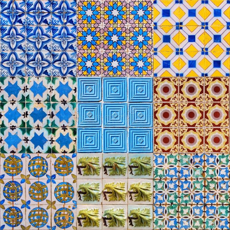 Set of Portuguese Ceramic Tiles - Houses built in a traditional style are covered with such decoration. Set of Portuguese Ceramic Tiles - Houses built in a traditional style are covered with such decoration.