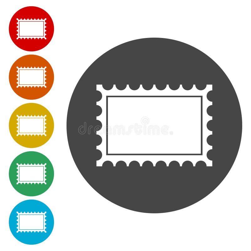 Set of a Postage Stamps Icons on White Stock Vector - Illustration of