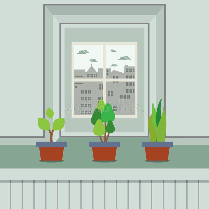 Pot Windowsill Stock Illustrations 723 Pot Windowsill Stock