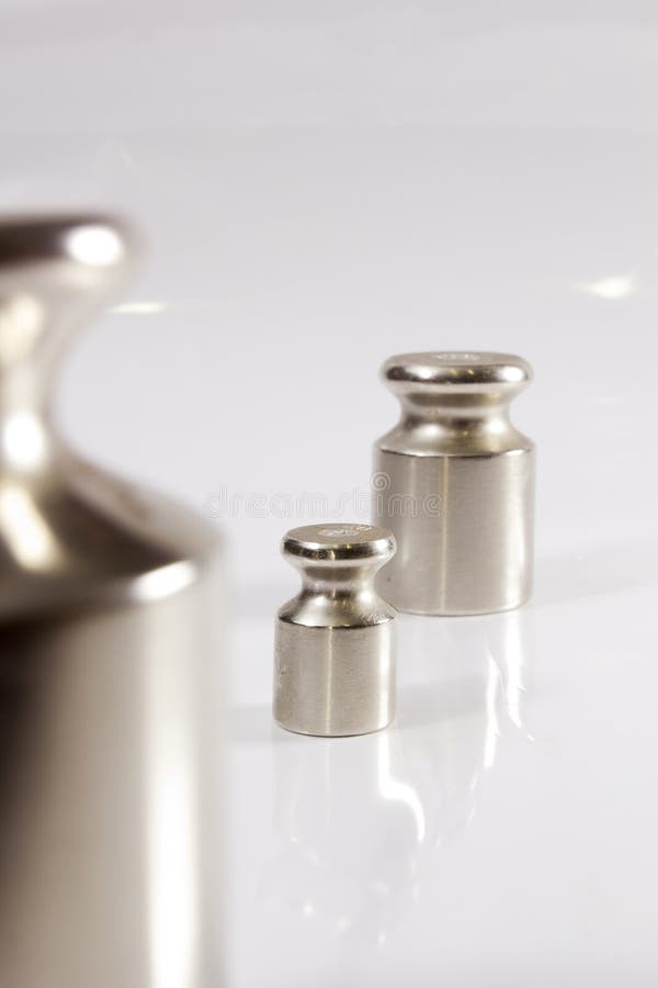 Set of Precision Weights for a Balance Scale Stock Photo Image of