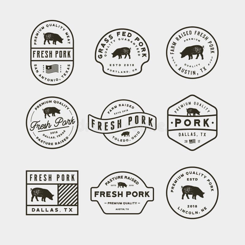 Set of premium fresh pork labels. vector illustration vector illustration