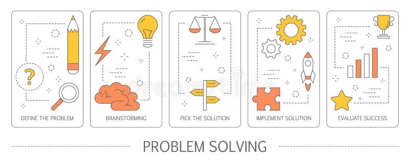 Set of problem solving abstract vertical banners royalty free illustration