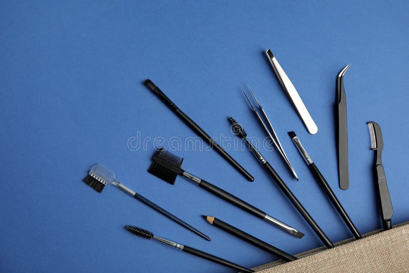 Set of Professional Eyebrow Tools, Flat Lay Stock Image Image of