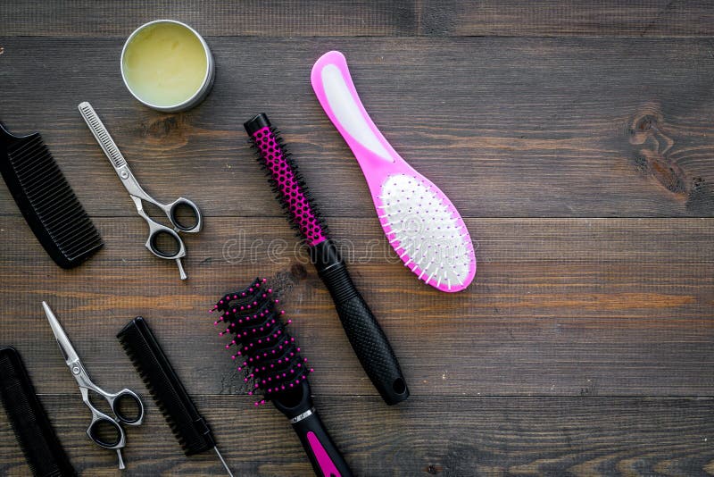 Download Set Of Professional Hairdresser Tools With Combs Wooden ...