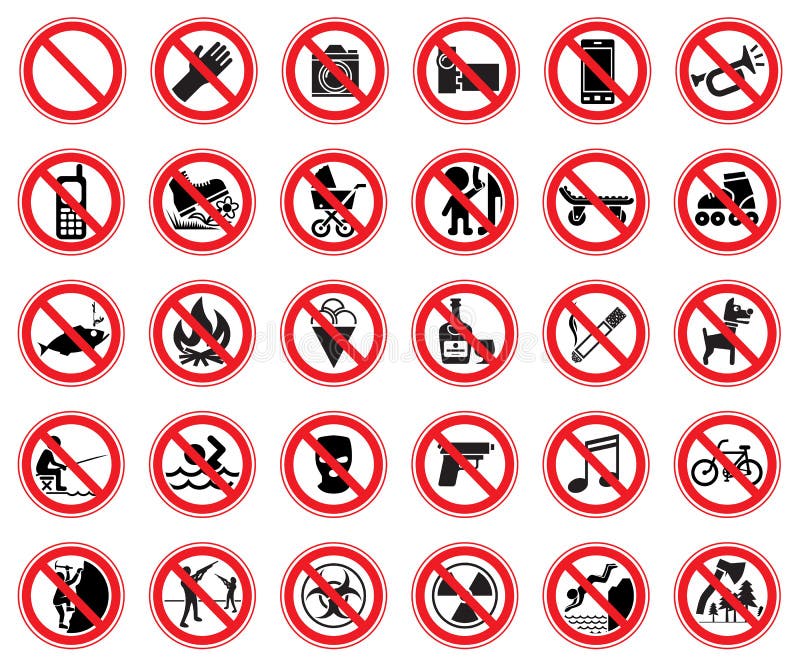 forbidden sign - prohibition signs - vector set Stock Vector