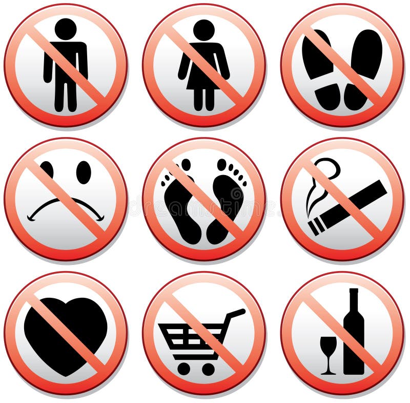 Set of prohibition signs vector illustration