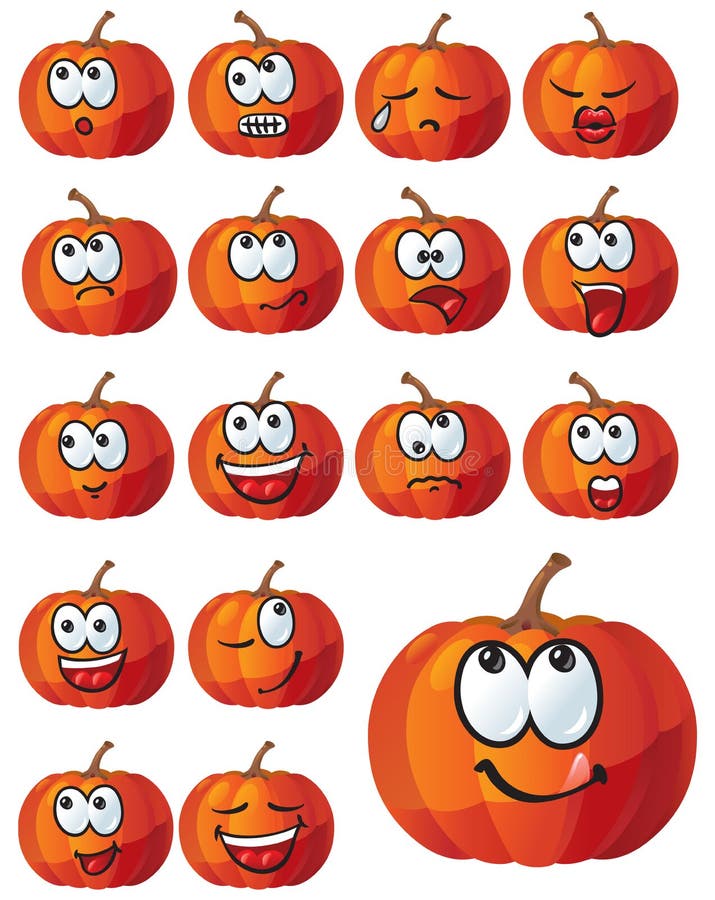 Set of pumpkin emotions stock vector. Illustration of aggression - 33631613