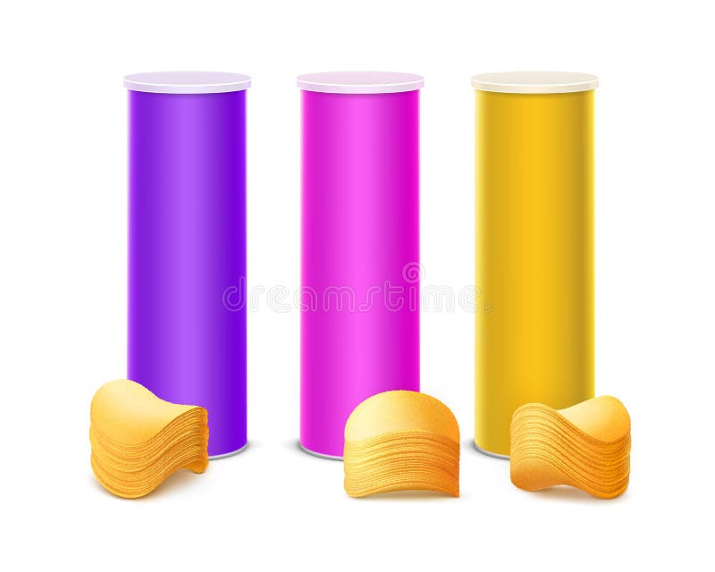 Download Purple Tube For Package Design With Stack Of Potato Chips Stock Vector - Illustration of chip ...