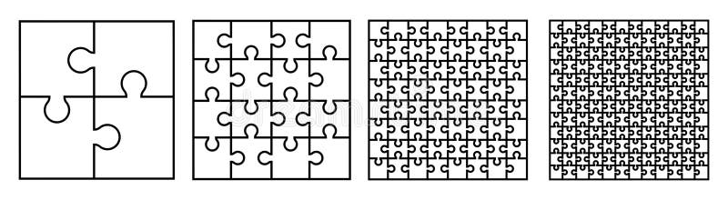 Set puzzle pieces, template puzzle jigsaw isolated, puzzles grid collection - vector vector illustration