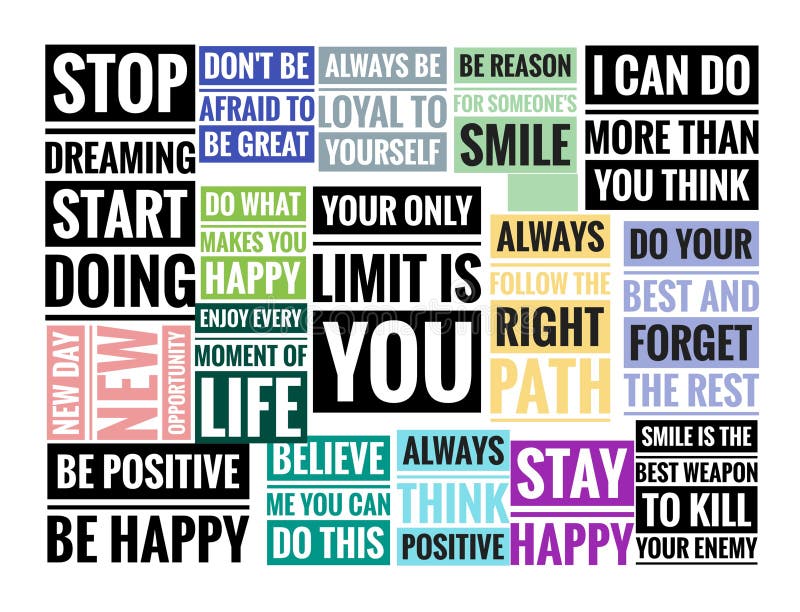 Set of Quotes with Different Fonts and Colors. Motivational ...