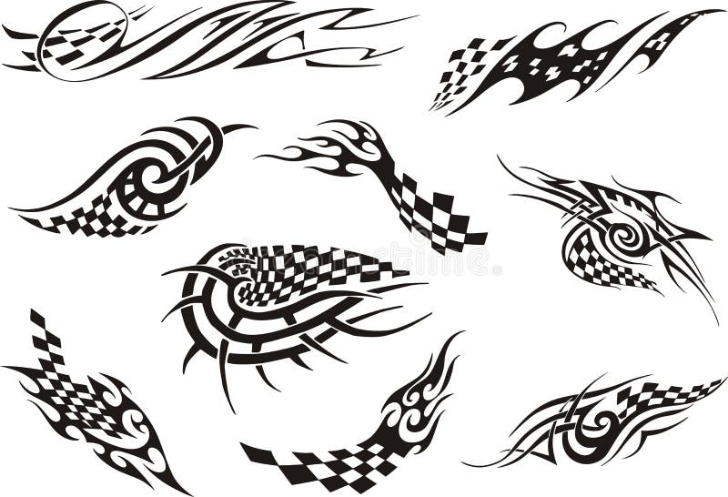 Set of racing tattoos.