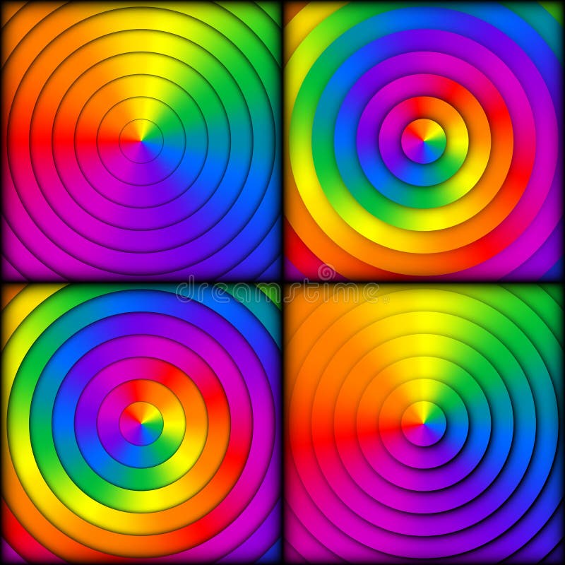 Set of radial rainbow gradient backgrounds. vector illustration