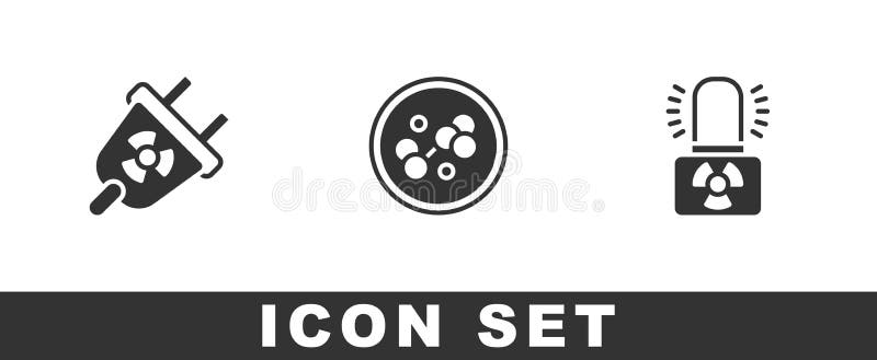 Set Radiation Electrical Plug, Molecule and Radioactive Warning Lamp