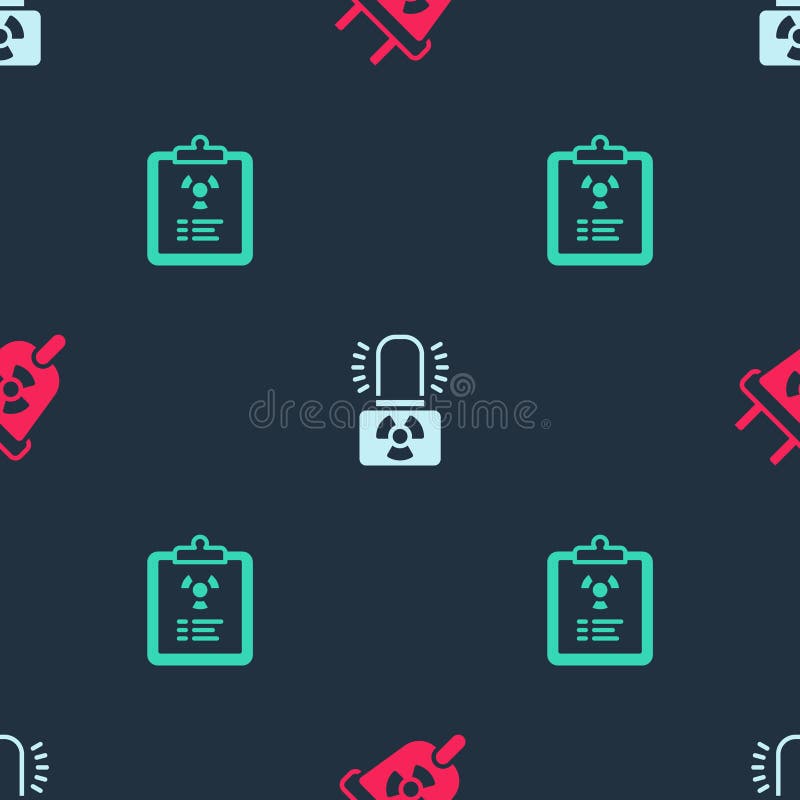 Set Radiation Electrical Plug, Radioactive Warning Lamp and Document on