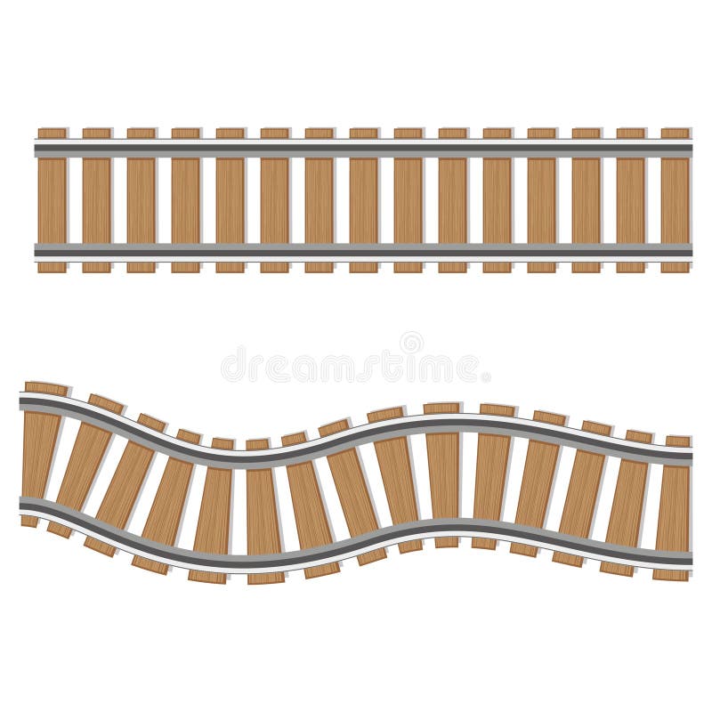 A Set of Railway Tracks. Isolated Vector Elements of a Railway, Rails