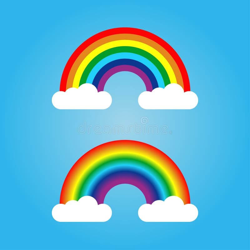 Set of rainbow and cloud. Vector.