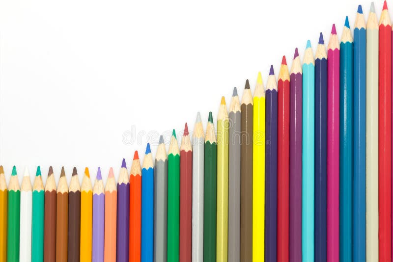 Set of rainbow colours wooden pencil background