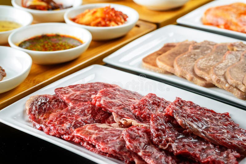 Set of raw meat and sauces stock image. Image of cuisine 82742763