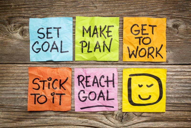 Set and reach goal concept stock photos