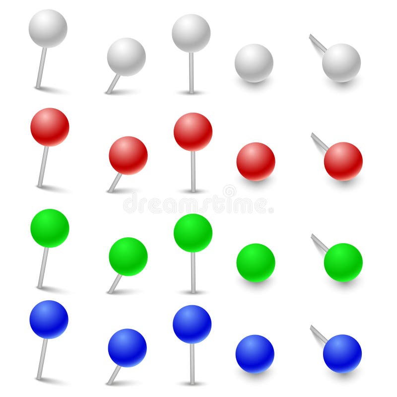 Set of Realistic Colorful Pins. Vector, Stock Vector Illustration of color, collection 125871673