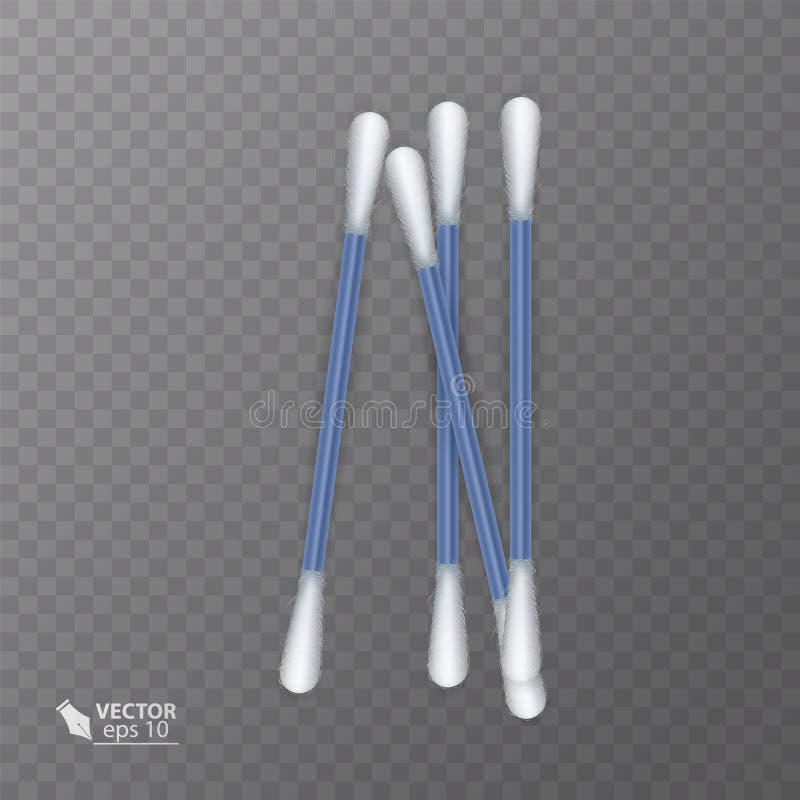 Set of realistic cotton buds. Cotton swabs for ears. Vector