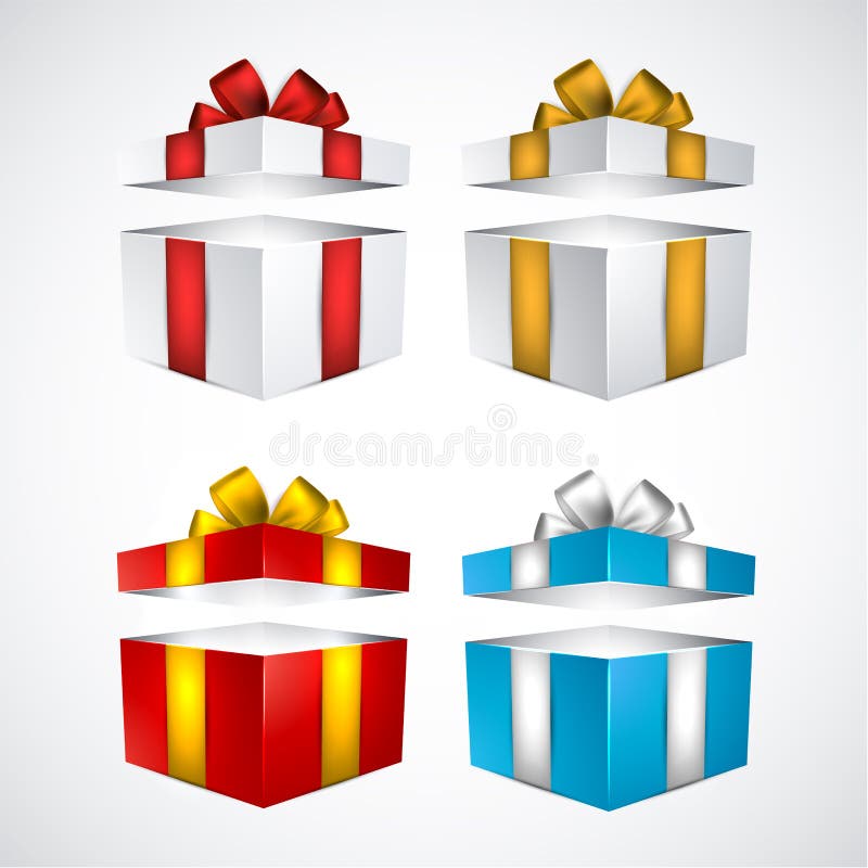 Set of Realistic 3d Gift Boxes. Stock Vector - Illustration of knot ...