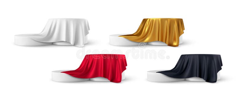 Silk Cloth on Product Podium, White, blue & red color