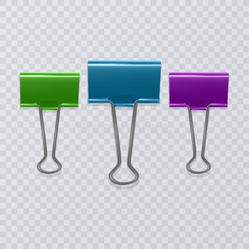 Set of realistic document clips isolated on white background vector illustration