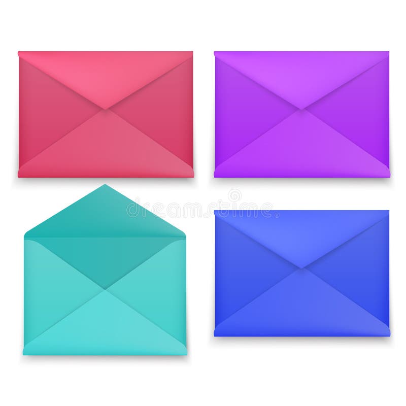 Set Of Realistic Envelopes Closed Envelopes With Wax Seal, Envelope