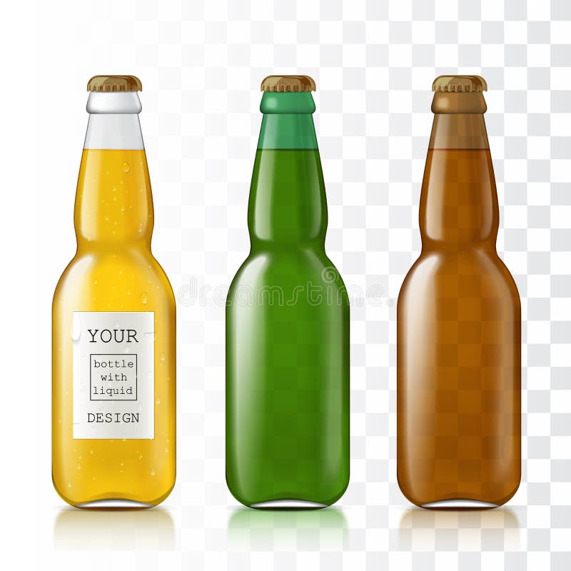 Set realistic glass bottles