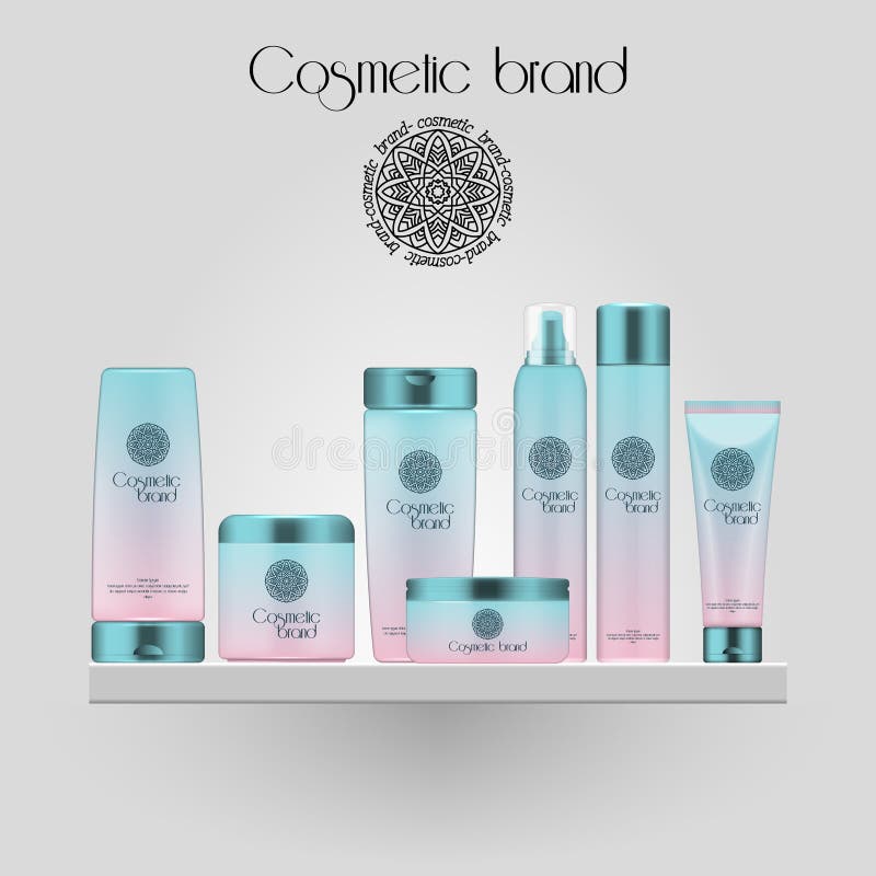 Download Set Of Realistic Gradient Color Cosmetic Bottle. 3D Mockup ...