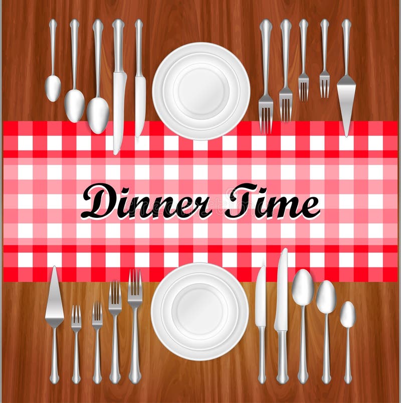 Set of Realistic Knife Fork and Spoon in Eating Etiquette, in Dinner