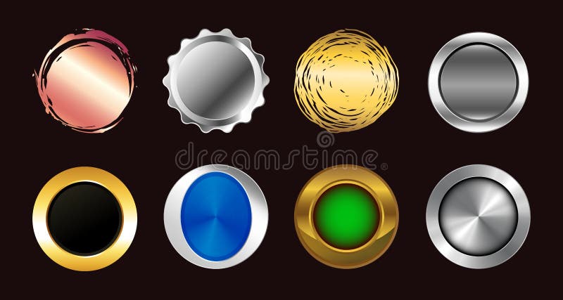 Set of realistic multicolored big buttons. stock illustration Set of realistic multicolored big buttons. stock illustration