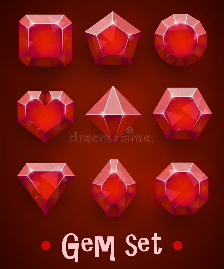 3D Rubys - 18 Red Gems Stock Illustration ~ #24787884
