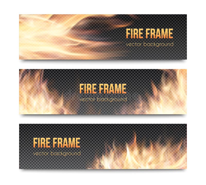 Realistic Transparent Fire Flame Banner Stock Illustrations 383