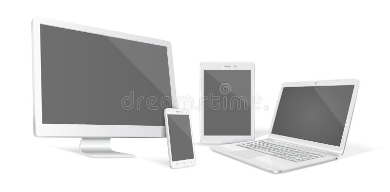 Set of realistic vector graphics with monitors. stock illustration Set of realistic vector graphics with monitors. stock illustration