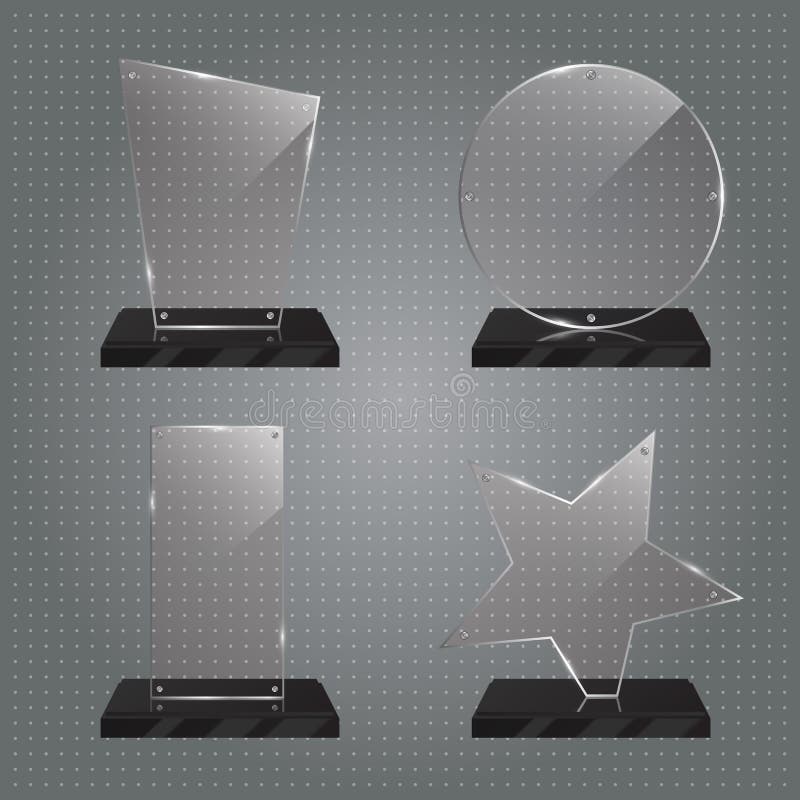 Set realistyczne szklane trofeum nagrody royalty ilustracja Set realistyczne szklane trofeum nagrody royalty ilustracja