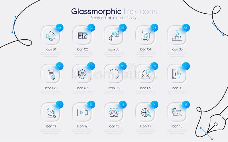 Set of Recovery data, Business podium and Eye detect line icons for web app. Pictogram icon. Vector stock illustration