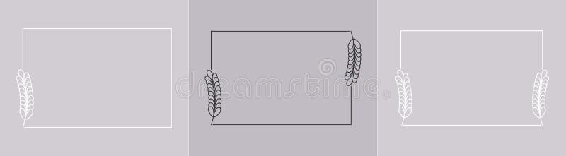 Set of rectangular frames framed by plants for posters, cards, invitations and creative designs stock illustration