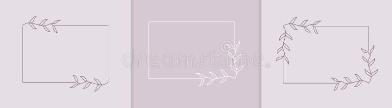 Set of rectangular frames framed by plants for posters, cards, invitations and creative designs royalty free illustration