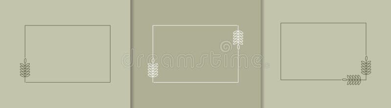 Set of rectangular frames framed by plants for posters, cards, invitations and creative designs stock illustration