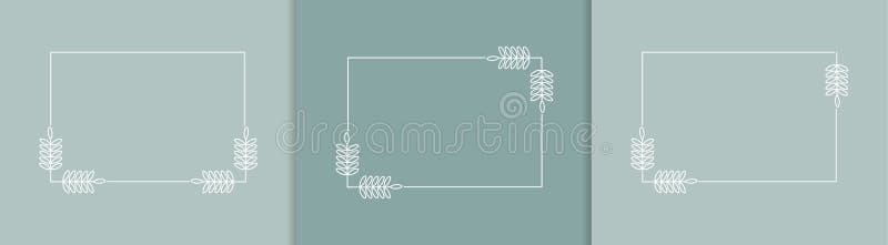 Set of rectangular frames framed by plants for posters, cards, invitations and creative designs vector illustration