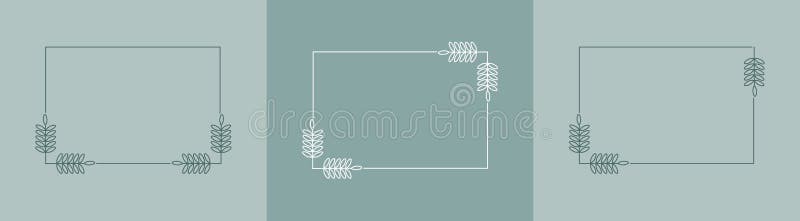 Set of rectangular frames framed by plants for posters, cards, invitations and creative designs stock illustration