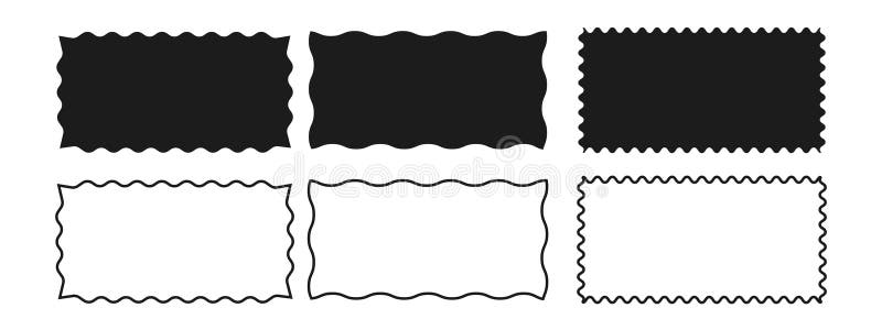 Set of rectangular geometric zigzag frames isolated on white background. Abstract shapes for design. Vector illustration vector illustration