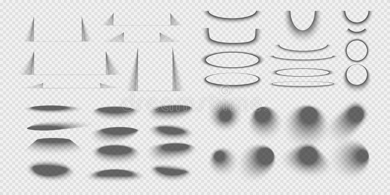 Set of rectangular, round and oval packing boxes, banners or cards shadow effects. Different realistic soft grey shapes vector illustration