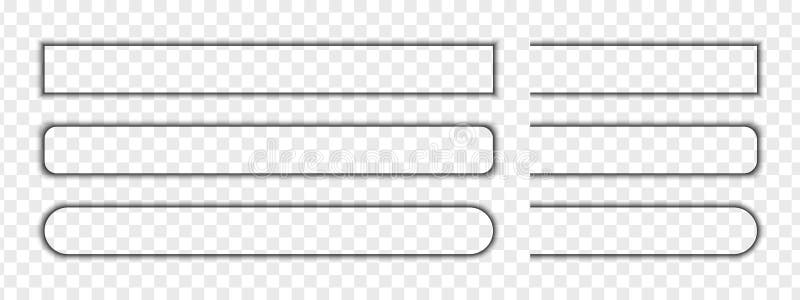 Set of rectangular shadow effects. Different blurred soft shapes. Web buttons, tabs or banners shades isolated on royalty free illustration