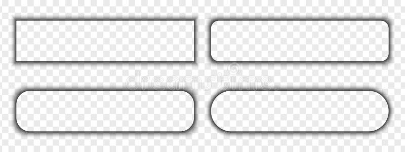 Set of rectangular shadow effects with rounded corners. Different blurred soft shapes. Web headlines, buttons, tabs or stock illustration