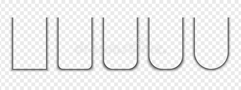 Set of rectangular shadow effects with rounded corners. Different blurred soft shapes. Web tags, buttons, tab banners stock illustration